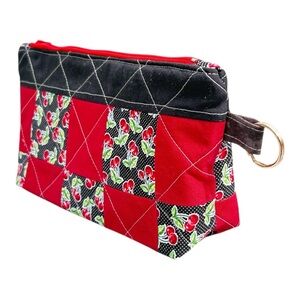 Patchwork Cherry Print Women's Pouch